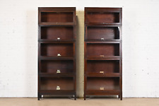 Antique Globe Wernicke Arts & Crafts Mahogany Five-Stack Barrister Bookcases