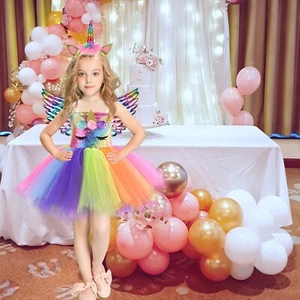 Unicorn Tutu Dress w/wing and headband, size 4-6 - Picture 1 of 3