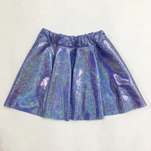 Lady Girls Shiny Metallic Pleated Skirt Elastic Waist Dance Skater Skirts Modern - Picture 1 of 24
