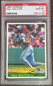 1984 Donruss #107 Paul Molitor Brewers Hof Psa 10