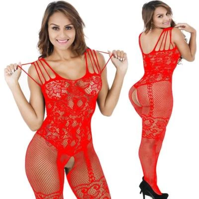 Lencería Sexy Red Cuerpo Medias Vestido Ropa Interior Babydoll Prendas para dormir Body Foto 1 de 4
