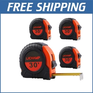 Compact 30-Foot Tape Measure Set - 4 Heavy-Duty, Easy Read, Ergonomic Tapes - Picture 1 of 9