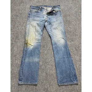 VTG Levi's 501 Jeans Men's 34x36 Paper Tag Button Fly Stained Light Wash - Picture 1 of 12