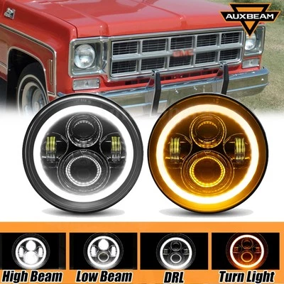 Faros LED redondos DRL Hi Lo Beam para GMC C15 C25 C35 1975-1978 AUXBEAM 7" pulgadas Foto 1 de 4