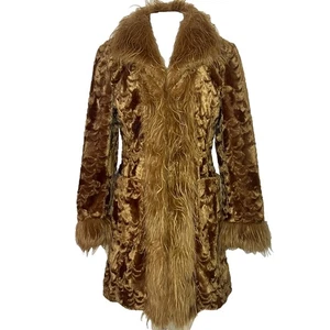 Chaqueta Abrigo Giacca De Colección Con Marrón Tostado Piel Sintética Para Mujer Talla Pequeña Disfraz - Imagen 1 de 11