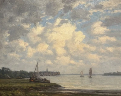 BATEAUX ST POL DE LÉON signé BRUGAIROLLES tableau peinture mer marine BRETAGNE - Photo 1/4