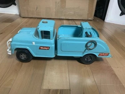 Buddy L 1960s Tow Truck Wrecker Flat Tire Pressed Steel Toy Car SEE DESCRIPTION - Image 1 of 4