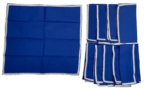 Pier 1 Imports glitter Trim 100% Cotton Napkins Set of 10 silver royal blue 20" - Picture 1 of 9