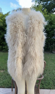 WHAT GOES AROUND COMES AROUND 奶油色 LAMBSKIN FUR VEST 尺寸 M 印度制造 — 第 1/4 张图片