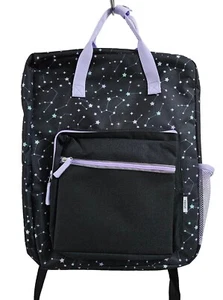 NEW with tags Yoobi Backpack Black Purple Stars Kids School 19" × 15" - Picture 1 of 9