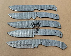 Lot of 5 Damascus Steel Blank Blade Knife For Knife Making Supplies (BB-673) - Picture 1 of 7