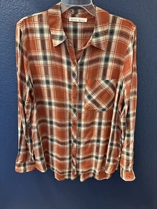 Becool Damen-Westerntop mit Knopfleiste Größe Large orange/schwarz Stil #18581M - Bild 1 von 8