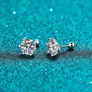 Aretes de Moissanita Real Chapados en Oro Blanco 14k Plata 925 Hip Hop Pass Test - Imagen 1 de 11