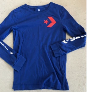 Converse Boy's Star Chevron Wordmark Long Sleeve Tee (Little Kids) Blue 5 Little - Picture 1 of 2