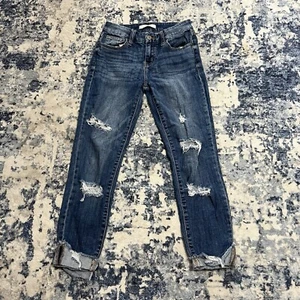 Willow Root Distressed Blue Jeans Size 25” Mid Rise Ankle Skinny Cuffed - Picture 1 of 9
