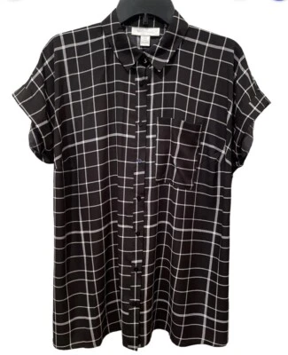 Motherhood Maternity Top Womens Medium Black White Plaid Preppy Shirt Academia - Image 1 of 4