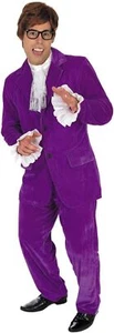 Men`s 60s Austin Powers Costume Adult Purple Gigolo Movie Spy Fancy Dress M L XL - Picture 1 of 5