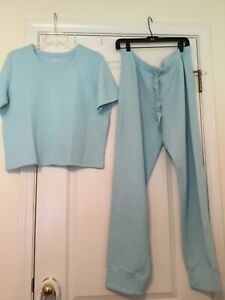 Women’s Hue Blue Quilted Knit Lounge/Pajama Set, SZ XL