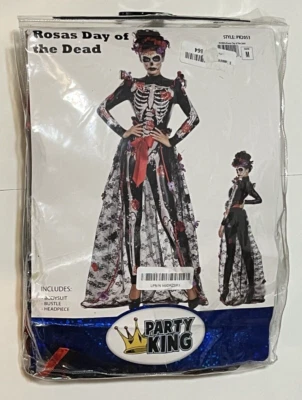 Mujer Rosas Día de Muertos Traje Negro Falda Disfraz (Fiesta KingPK2053) Mediano Foto 1 de 3