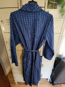 POLO RALPH LAUREN Men Bath Robe 100% Cotton Blue Plaid Size S/M Lightweight - Picture 1 of 10