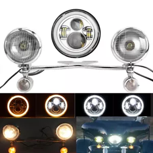7" LED Headlight + Spot Passing Lights Bar for Harley Road King Classic FLHRC - Picture 1 of 12