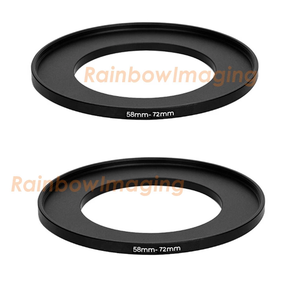 (2 Pcs) 58-72mm 58 mm to 72 mm Metal Step Up Lens Filter Ring Adapter US Seller - Image 1 of 1