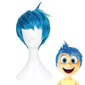 Inside Out Joy Blue Short Hair Wig Halloween Cosplay Party Carnival Kids Prop - Picture 1 of 4