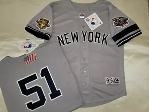 1304 Majestic 2001 Serie Mundial Yankees de Nueva York BERNIE WILLIAMS Cosida CAMISETA GRIS - Imagen 1 de 1