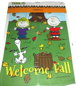 PEANUTS GARDEN FLAG ~ 12.5"x 18" WELCOME FALL ~  [Double Sided] - Picture 1 of 1