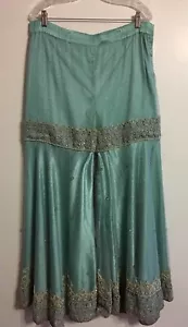 Pantalone svasato con perline blu chiaro con perline applique oro e argento vintage - Foto 1 di 8