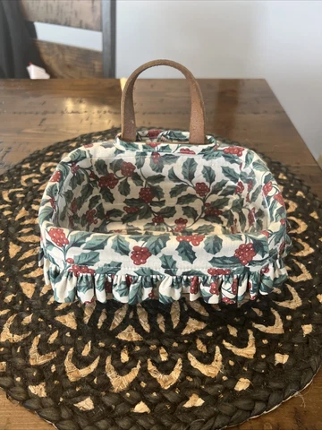 Vintage Longaberger Small Key Wall Hanging Basket '84 Leather Handle Cover