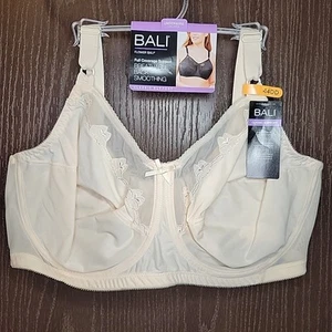 Bali Bra 44DD Flower Comfort-U Light Beige Ivory Nude 0180 Underwire New /w Tags - Picture 1 of 5