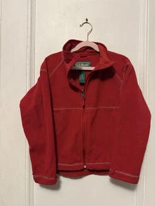 LL Bean Fleece Sweater kids S/8 Red - Picture 1 of 10