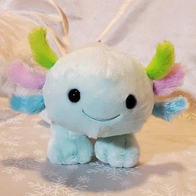 Build a Bear Workshop Colorblock Axolotl Plush Pastel Spring Blue Pink Green NWT - Image 1 of 4