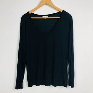 L'AGENCE Women's Long Sleeve Scoop Neck Tee Shirt Black 100% Modal Size Small - Picture 1 of 5