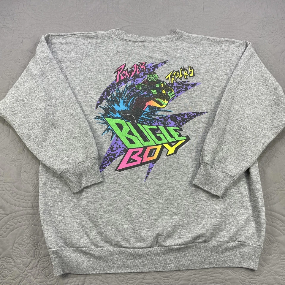 Sudadera De Colección Bugle Boy Para Hombres XL Pistas en Polvo Esquí Cuello Redondo Hecha en EE. UU. Años 90 Foto 1 de 4