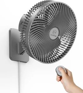 10 Inch Wall Mounted Fan with Remote, 90° Oscillating, High Velocity 4 Speeds Ti - Picture 1 of 7