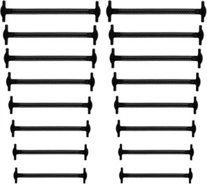 No Tie Shoe Laces 2 Pairs Flat Elastic Round Stretch Tieless Shoelaces Black  - Picture 1 of 9