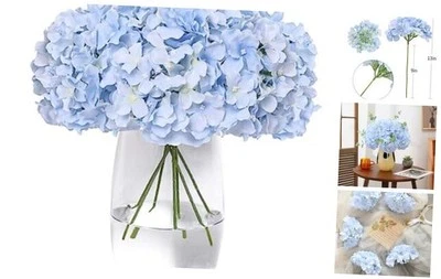  Hortensia Flores Artificiales - 12 Piezas Realista Falsa Hortensia Seda Azul Cielo Foto 1 de 4