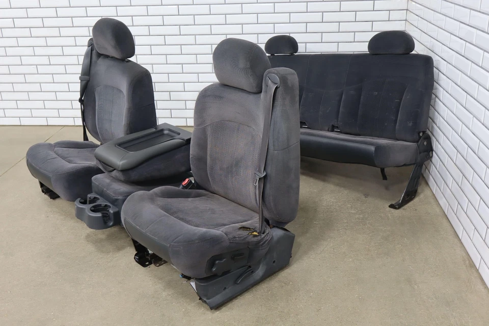 99-02 Chevy GMC GMT800 Extended Cab Graphite Cloth Seats Front / Rear OEM - Изображение 1 из 4