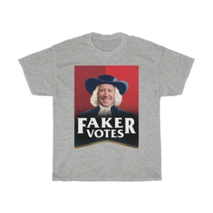 Faker Votes - Quaker Oats Joe Biden Parody Unisex Heavy Cotton Tee - Picture 1 of 24