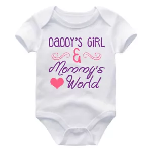 Daddys Girl &Mommys World Newborn Baby Infant Babyshower Gift Daughter Outfit - Picture 1 of 1
