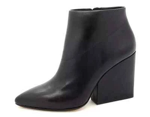 Loeffler Randall Ladies UK 4.5 Black Block Heel Pointed Toe Leather Ankle Boots - Picture 1 of 9