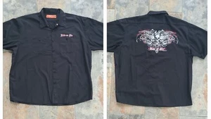 Camisa de motociclista Ride Or Die 2009 3XL negra con botones manga corta para hombre - Imagen 1 de 7