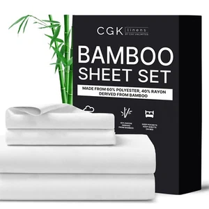 Bamboo Bed Sheets, Soft & Comfy, Cooling & Breathable Sheet Set by CGK Linens - Picture 1 of 13