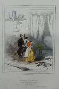 * Gravure ancienne XIXè * Couleurs * Rondes enfantines, Mon Père je m'accuse... - Foto 1 di 2