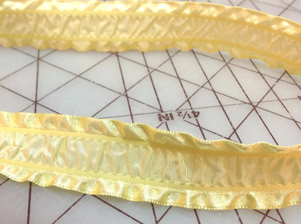Yellow Satin Crinkled  Ruffle Ribbon  1 inch   1 yard - Image 1 of 1