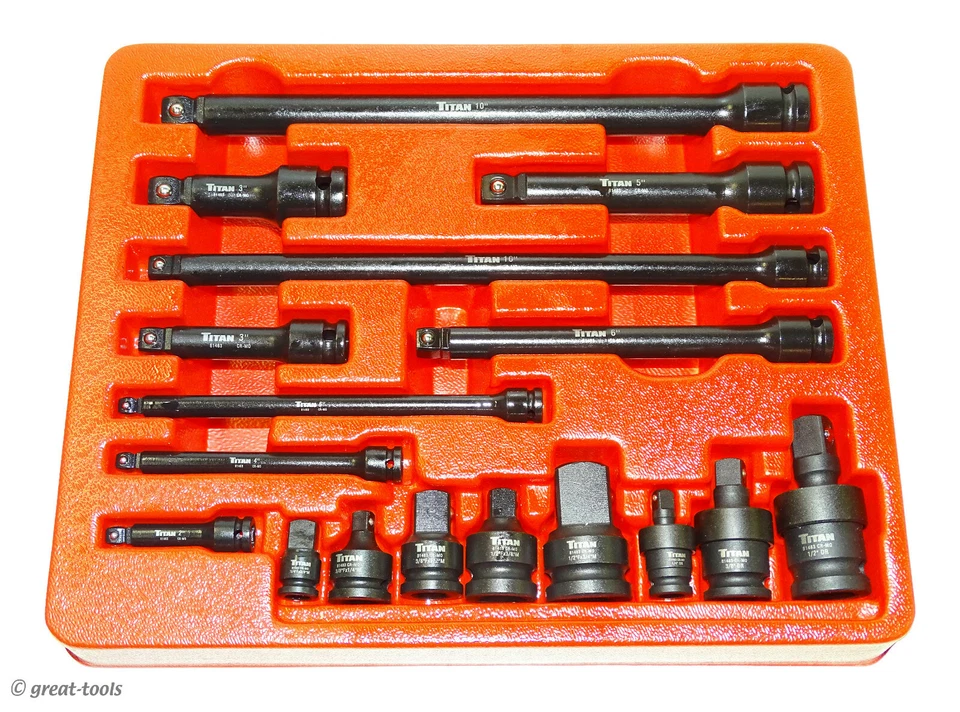 IMPACT SOCKET ADAPTER SET – wobble extensions, universal joints, adapters, tools - Image 1 of 1