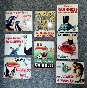 Set of 8 - Metal Sign Vintage Rustic Guinness inspired Décor Gift Wall UK Plaque - Picture 1 of 5
