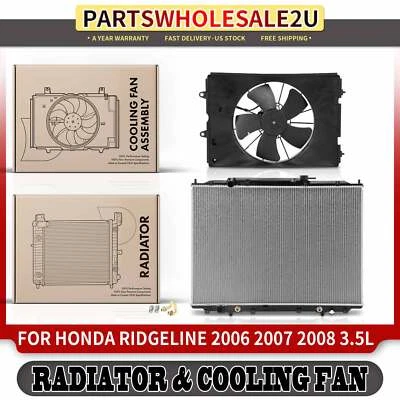 Novo kit de conjunto de radiador e ventilador de refrigeração para Honda Ridgeline 2006 2007 2008 V6 3.5L - Imagem 1 de 4